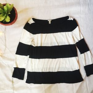 J. Crew Black and White Striped Sweater